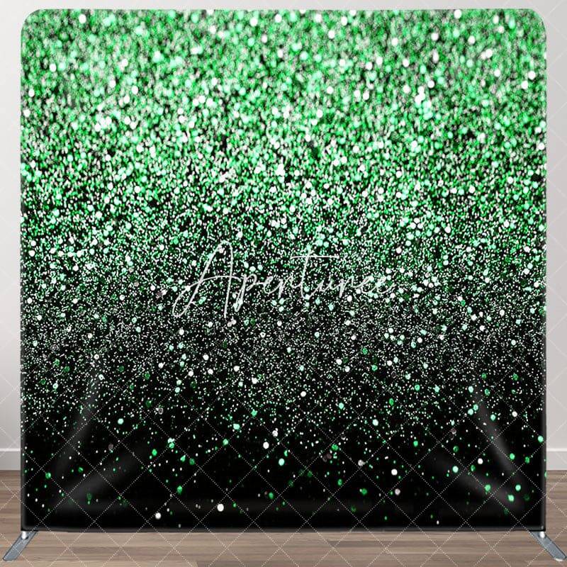 Aperturee Green Black Glitter Party Pillow Cover Backdrop, 6X6FT(1.8X1.8M), 111 USD, square double-sided backdrops, DSAH0C298...