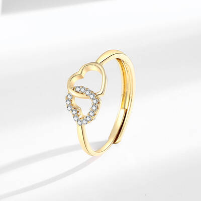 Brass Micro Pave Cubic Zirconia Adjustable Finger Rings for Women