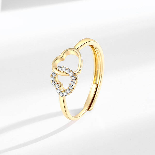 Brass Micro Pave Cubic Zirconia Adjustable Finger Rings for Women