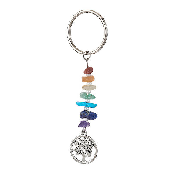 Chakra Natural Gemstone Chips Keychains