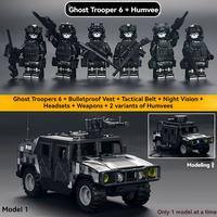 NWJ Military Building Block Action Figure Set - Desert Special Forces Ghost Soldier with Humvee, Creative Assembly Toy for Ki...
