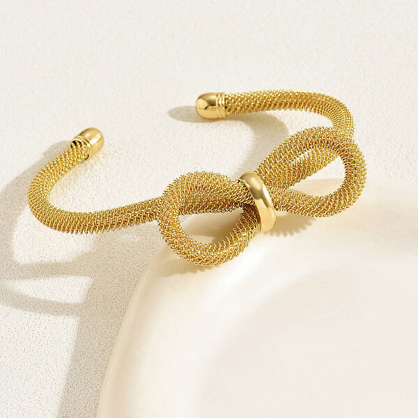 Geometric Hollow Bowknot Brass Open Cuff Bangles