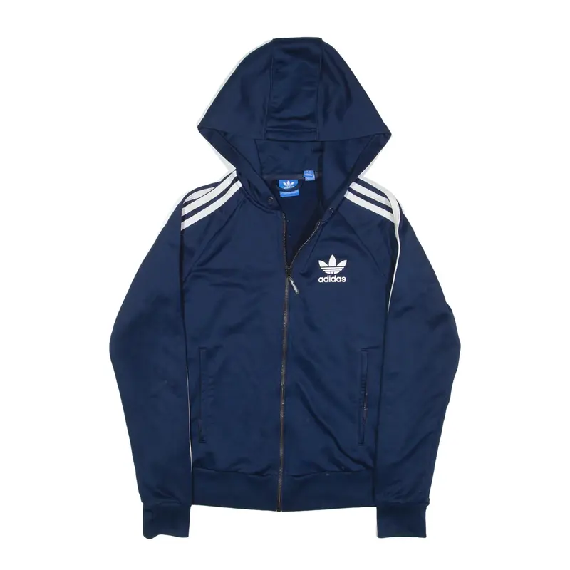 ADIDAS Hoodie Blue Full Zip Womens UK 8