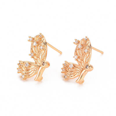 Brass Micro Pave Clear Cubic Zirconia Earring Findings
