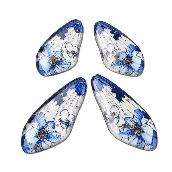 4Pcs Transparent Epoxy Resin Butterfly Wings Pendants
