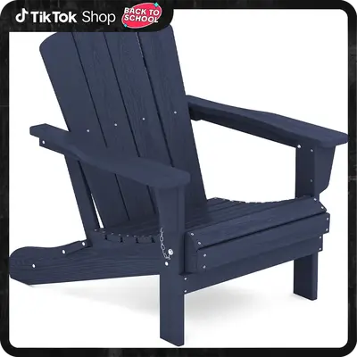 【Fall Deals For You】WeCharmer Folding Adirondack Chair - Wooden Textured Lawn Chair for Poolside, Backyard, Deck & Fire P...