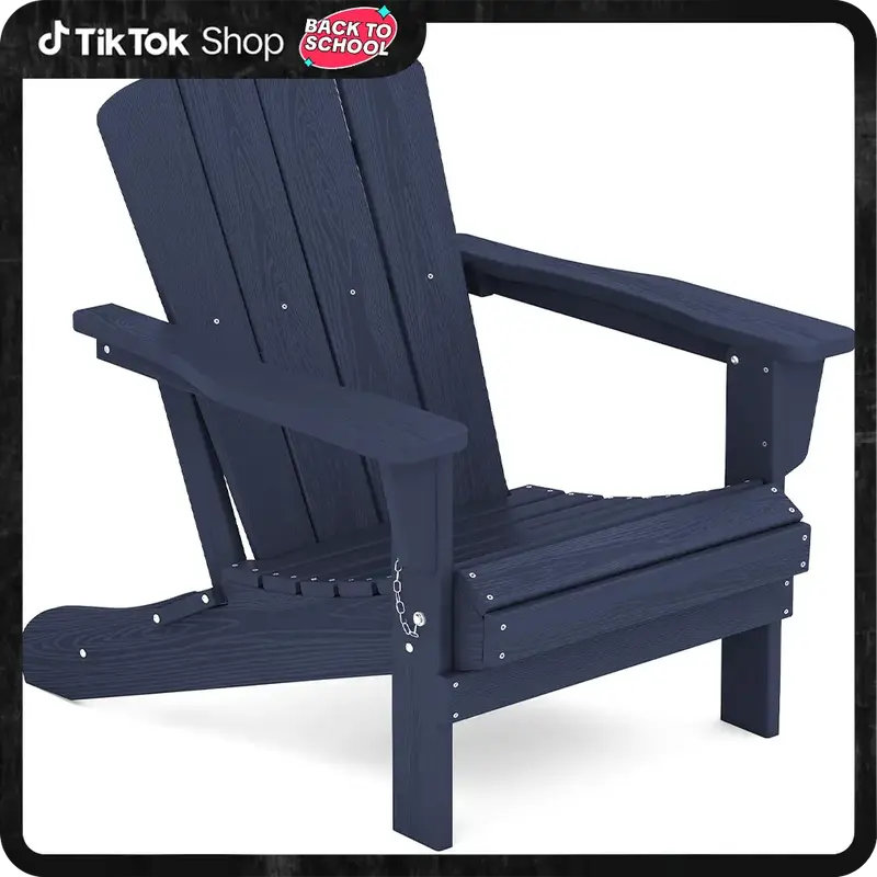 【Fall Deals For You】WeCharmer Folding Adirondack Chair - Wooden Textured Lawn Chair for Poolside, Backyard, Deck & Fire P...