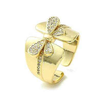 Brass Micro Pave Cubic Zirconia Open Cuff Rings