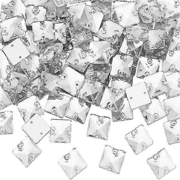 80Pcs Square Shape Sew on Rhinestone