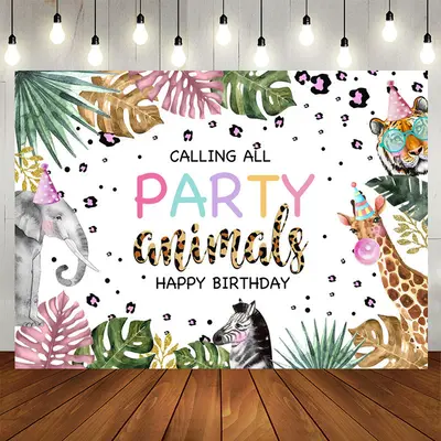 Aperturee Calling All Party Animals Happy Birthday Backdrop