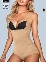 Women's Solid Color Crotch Buckle Shapewear Bodysuit, Tummy Control Butt Lifting Shaper, Women's Shapewear for All Seasons Da...