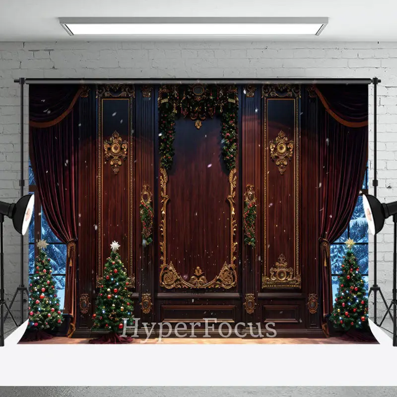 Dark Brown Luxury Wall Xmas Tree Christmas Backdrop - Aperturee