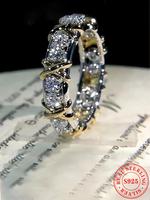 S925 Sterling Silver Women's Elegant Synthetic Moissanite Decorated Ring, Exquisite Trendy Ring, Fashionable Jewelry Accessor...