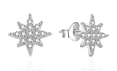 Agato AGT-E127PW Sparkling Silver Stars Earrings