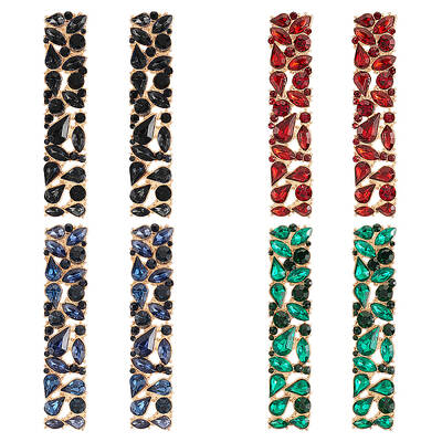 4 Pairs 4 Colors Alloy Rhinestone Stud Earrings for Women