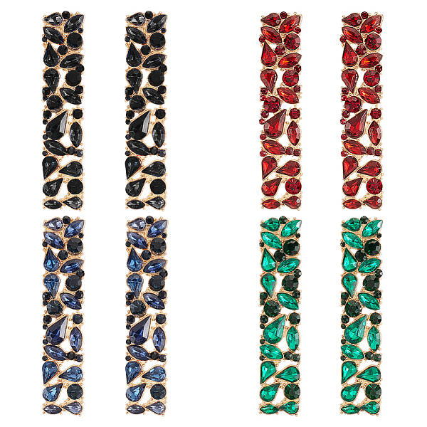 4 Pairs 4 Colors Alloy Rhinestone Stud Earrings for Women