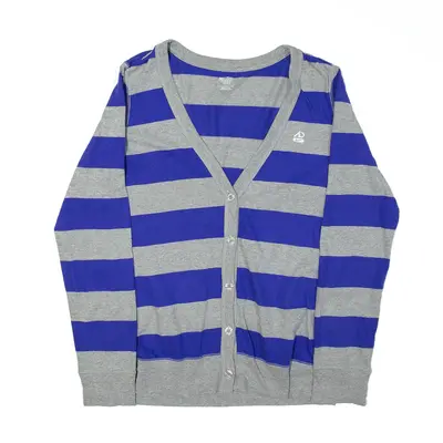 NIKE The Athletic Dept Patterned Cardigan Blue Striped V-Neck Womens L