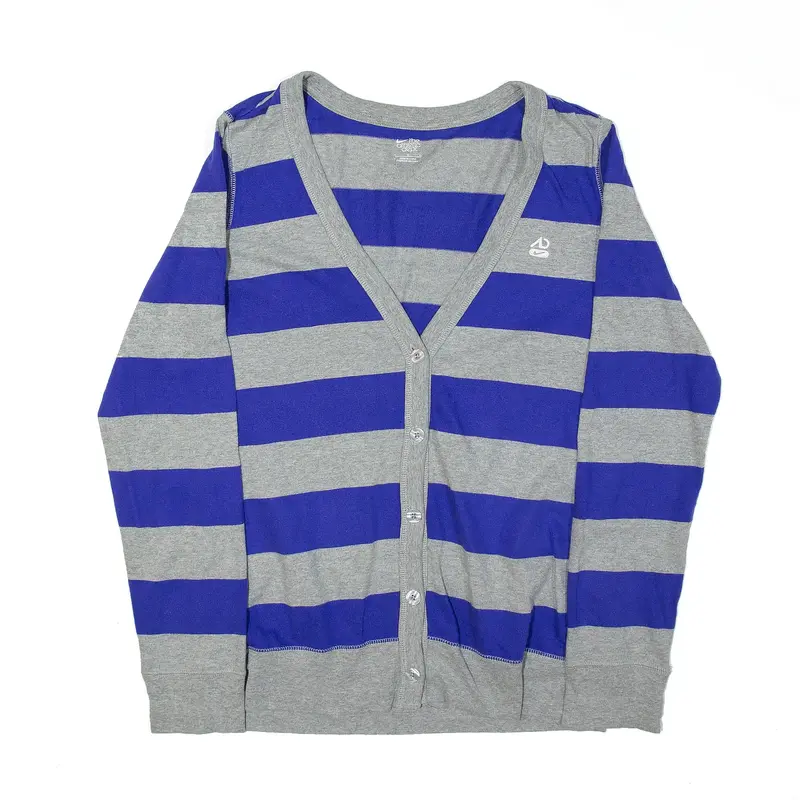 NIKE The Athletic Dept Patterned Cardigan Blue Striped V-Neck Womens L