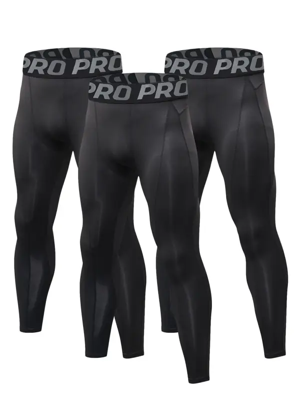 Men's Letter Print Thermal Leggings, Casual Comfy Breathable High Stretch Moisture Wicking Elastic Waist Warm Pants for Fall ...