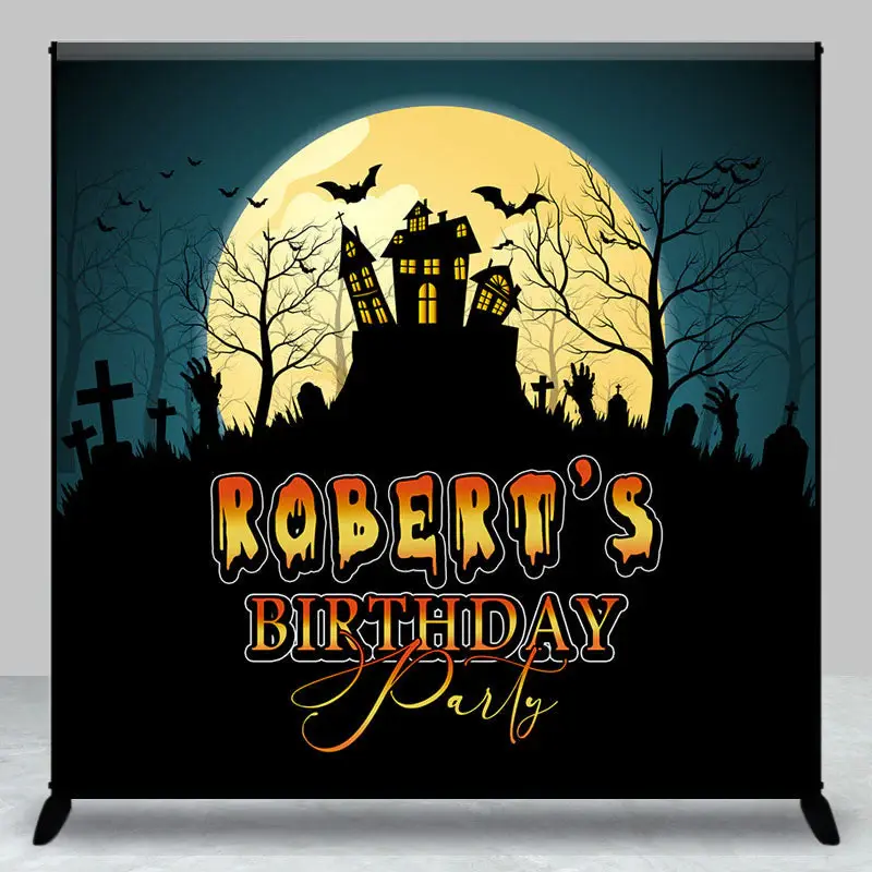 Aperturee Moon Night Castle Halloween Custom Birthday Backdrop - Aperturee