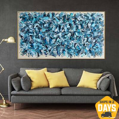 Original Abstract Blue Painting On Canvas Acrylic Impasto Painting Oil Hand Painted Art Modern Textured Painting | MYSTICAL A...