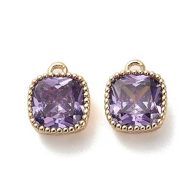 Brass Micro Pave Clear Cubic Zirconia Charms