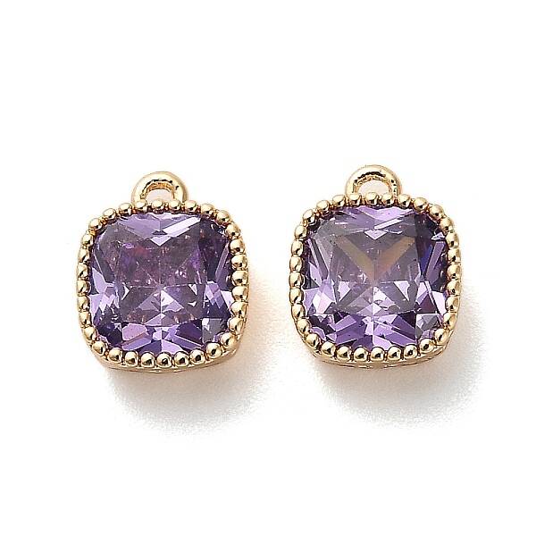 Brass Micro Pave Clear Cubic Zirconia Charms