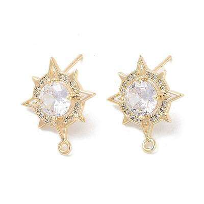 Brass Micro Pave Cubic Zirconia Stud Earring Findings