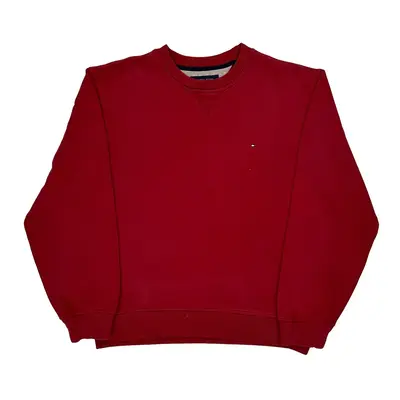 Tommy Hilfiger Sweatshirt - Medium Red Cotton Blend
