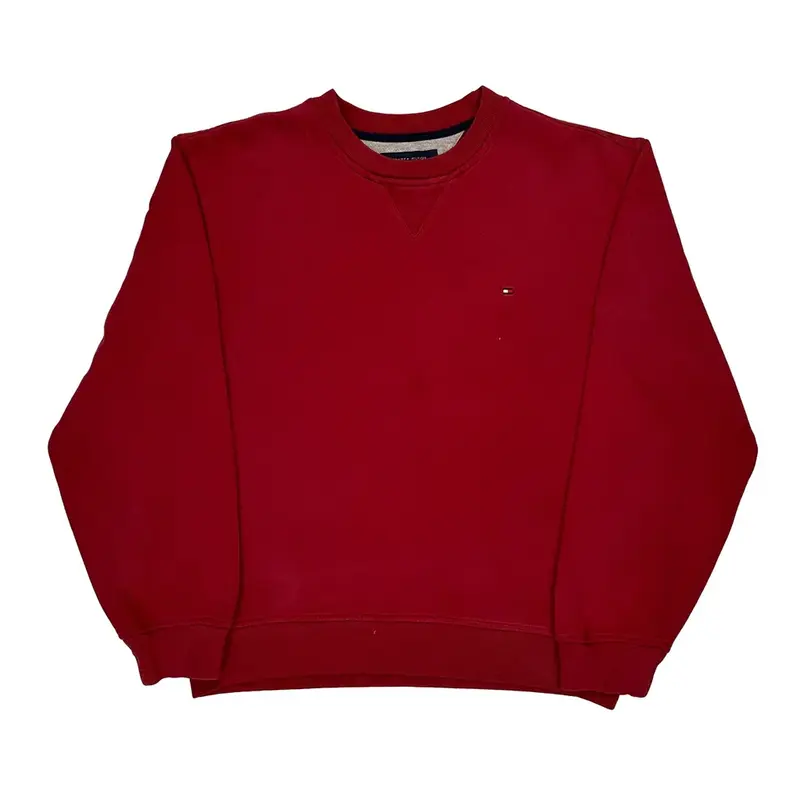 Tommy Hilfiger Sweatshirt - Medium Red Cotton Blend