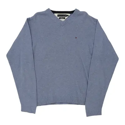 Tommy Hilfiger V-neck Jumper - XL Blue Wool