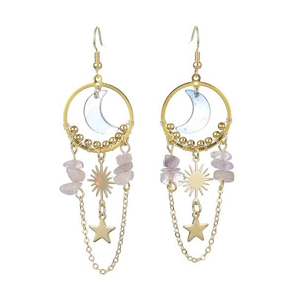 Moon & Sun & Star Alloy Chandelier Earrings