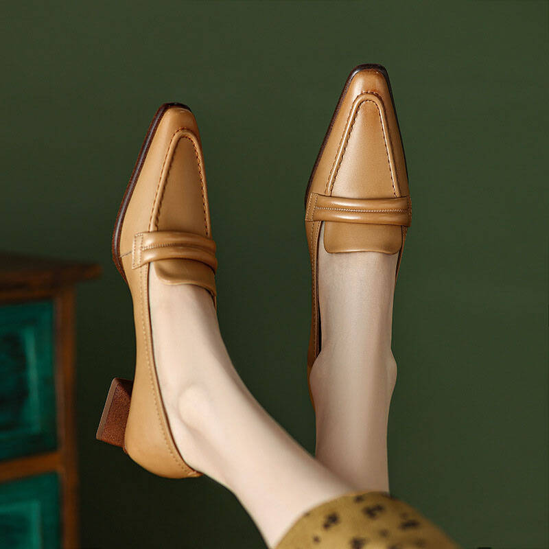 CHIKO Thema Square Toe Block Heels Loafers Shoes