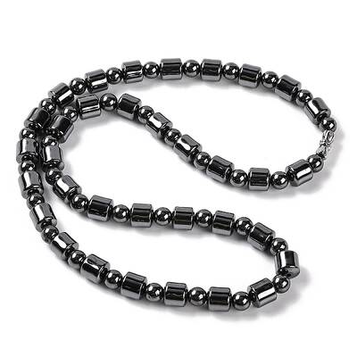 Column & Round Synthetic Non-magnetic Hematite Beaded Necklaces
