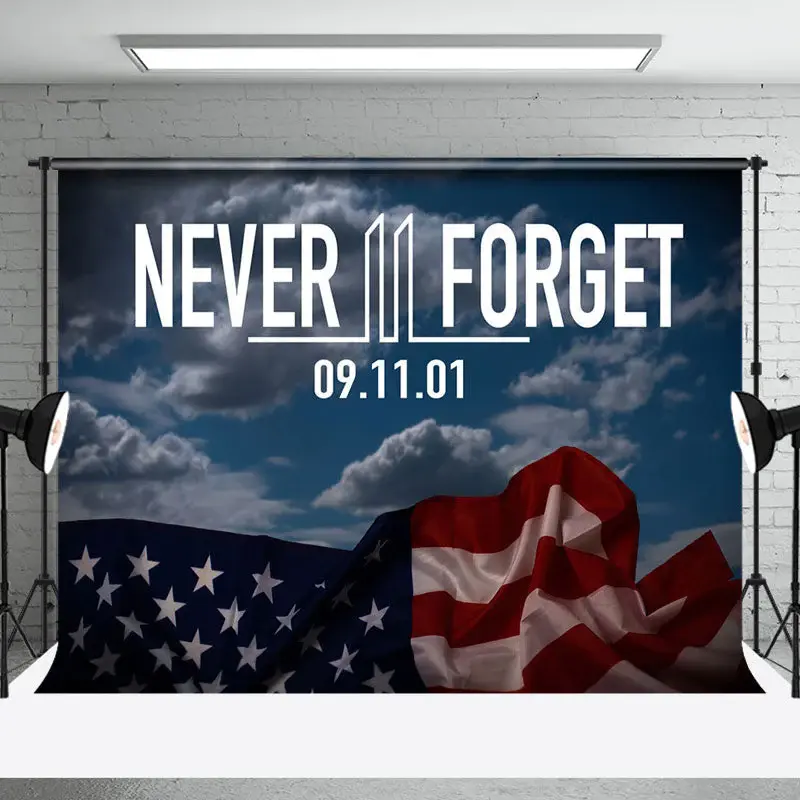 Usa Flag Never Forget 09 11 01 Condolences Backdrop