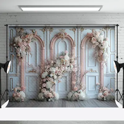 Luxury White Pink Retro Wall Floral Wedding Backdrop