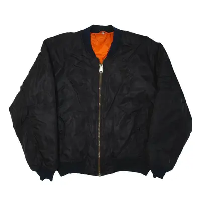 Reversible Bomber Jacket Black Nylon Mens XL