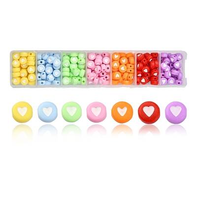 245Pcs 7 Colors Opaque Acrylic Beads