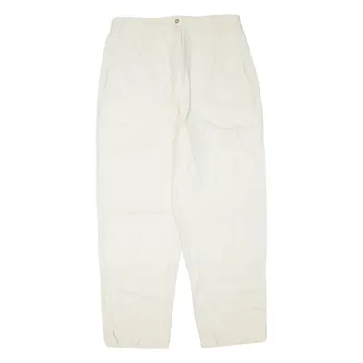 RAFAELLA Petite Womens Trousers Cream Regular Tapered Linen W30 L26
