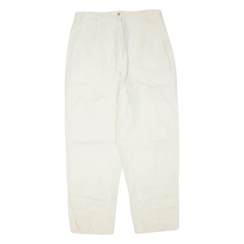 RAFAELLA Petite Womens Trousers Cream Regular Tapered Linen W30 L26