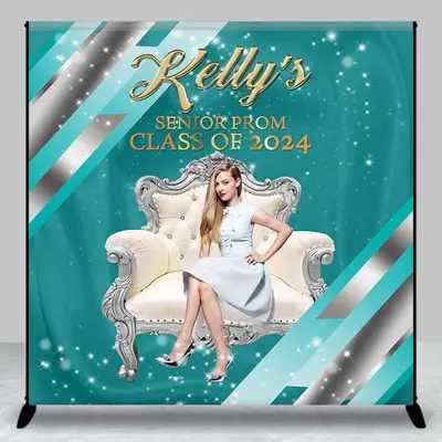 Prom Teal Elegant Custom Graduation Party Backdrop - Aperturee