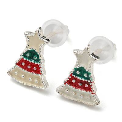 Christmas Theme Brass Stud Earrings