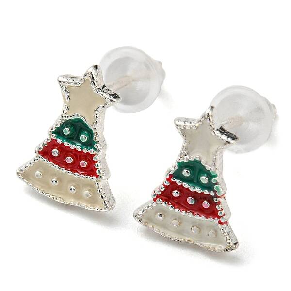 Christmas Theme Brass Stud Earrings