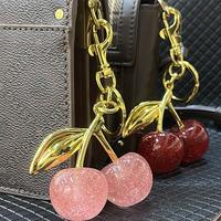 Keychain Cherry Bag Charms Purse: Key Chains Women Cute - Car keyrings leather handbags - Girlfriend Gifts