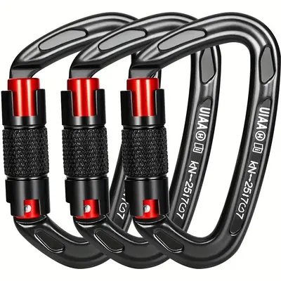 25KN Auto Locking Climbing Carabiner Clip, Portable Buckle for Rock Climbing, Rappelling, and Mountaineering, Safety Locking ...