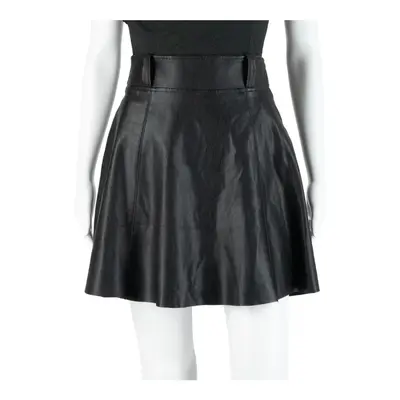 VERO MODA Faux Leather Belted Womens Skater Skirt Black Short S