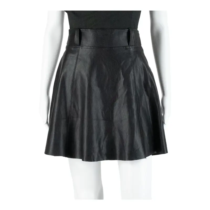 VERO MODA Faux Leather Belted Womens Skater Skirt Black Short S