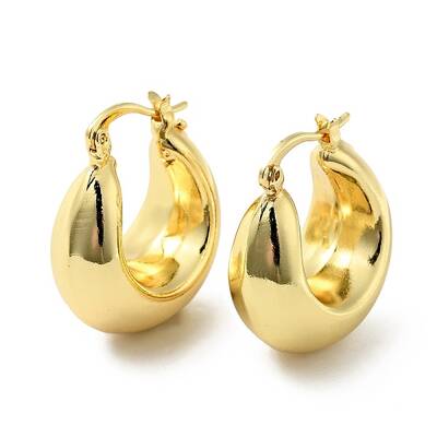 Brass Chunky Crescent Moon Hoop Earrings for Women