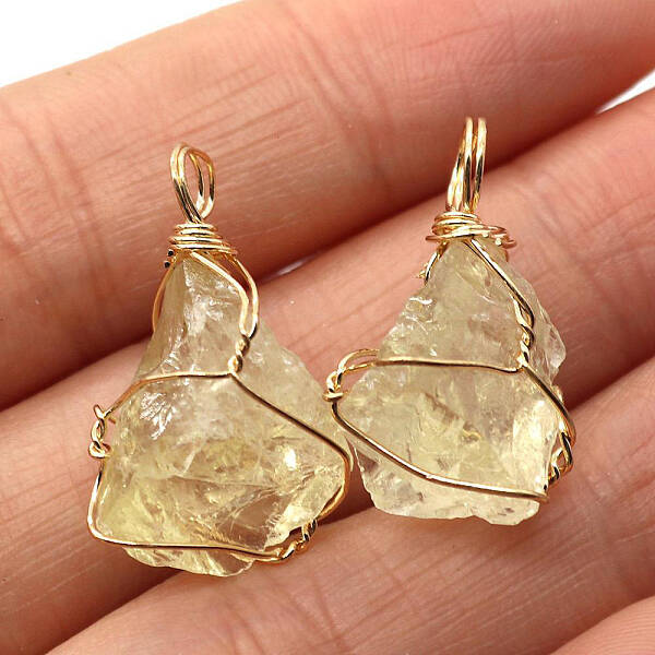 Raw Rough Natural Citrine Pendants