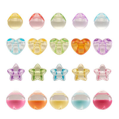 200Pcs 4 Style 1-Hole Transparent Acrylic Buttons